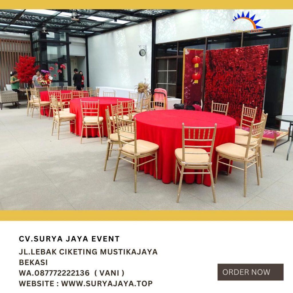 Sewa Kursi VIP Tiffany Dan Round Table Taplak Tebar Merah Jakarta