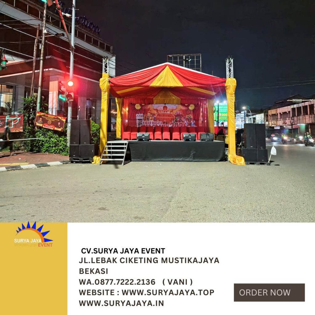 Sewa Tenda Dekorasi Serut  Merah Gold Area Bekasi