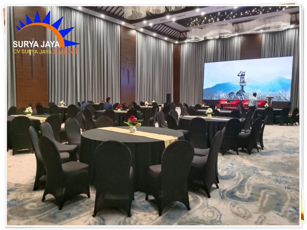 Rental Meja Bulat Plus Cover Bermacam Pilihan Warna
