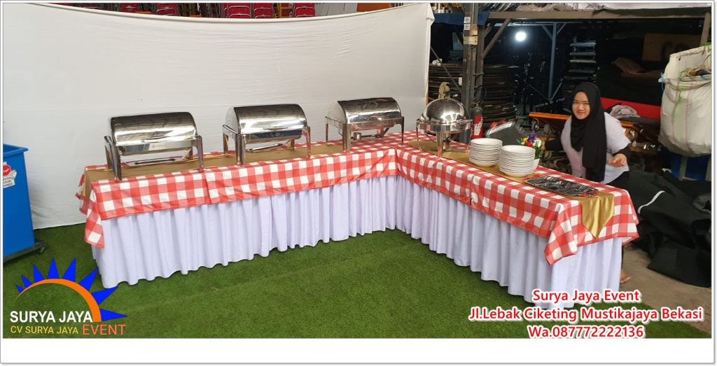 Sewa Meja Prasmanan Plus Cover Siap Kirim