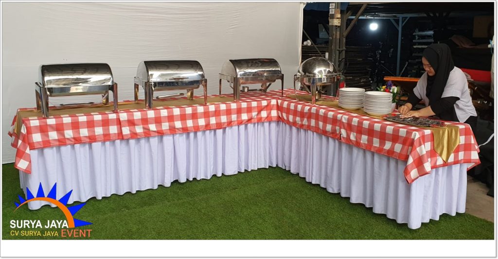 Sewa Meja Prasmanan Plus Cover Siap Kirim