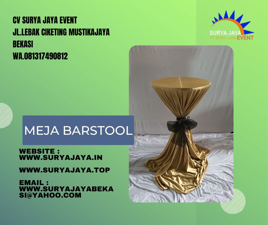 Sewa Meja Barstool Lengkap Plus Cover Warna Warni
