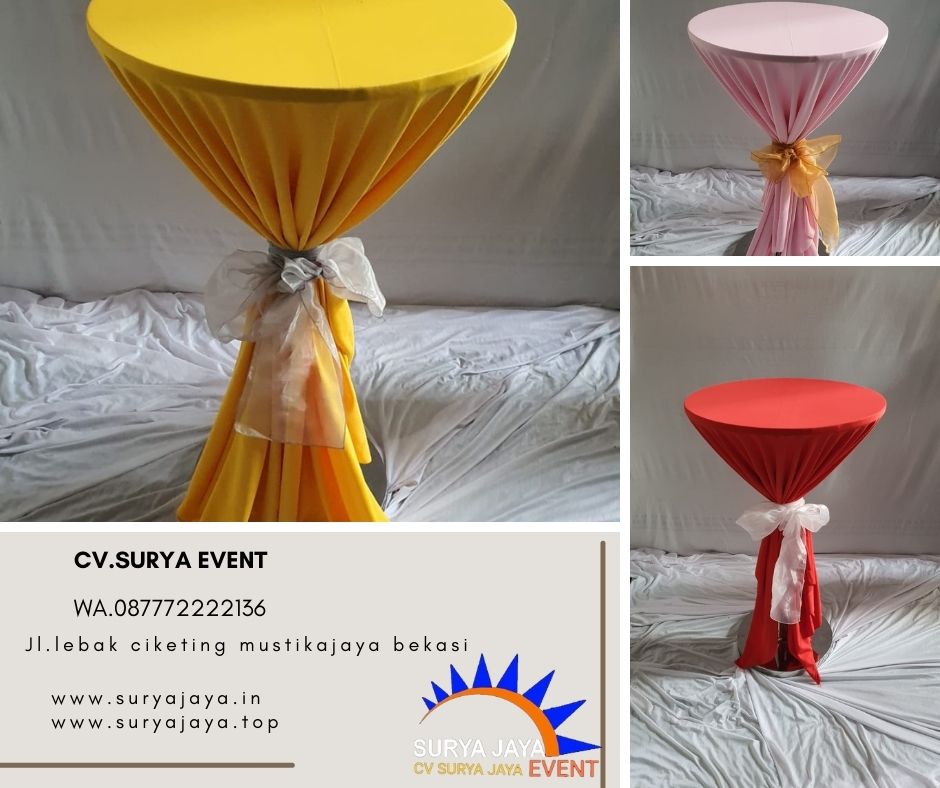 Rental Meja Barstool Lengkap Plus Cover Standar Hotel