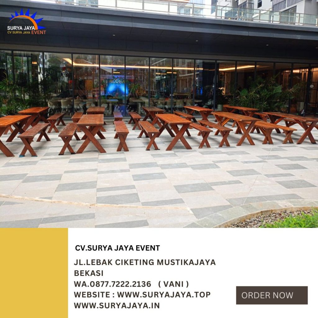 Rental Bangku Taman Kayu Kaki Silang Di Jakarta