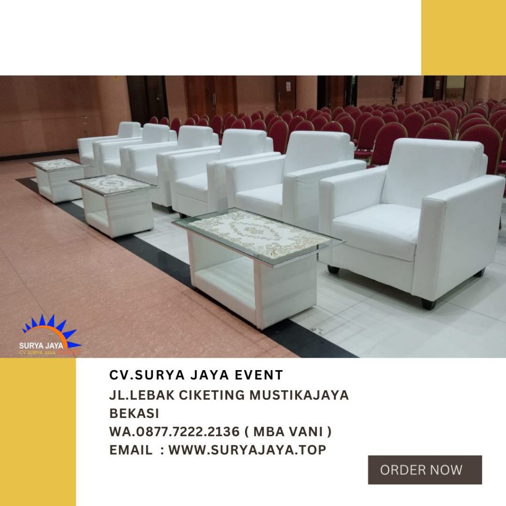 Rental Sofa Putih Single Dan Meja Kaca VIP di Jakarta