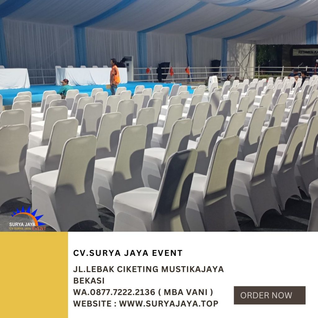 Rental Kursi Susun Stainless Cover Ketat Putih Di Jakarta