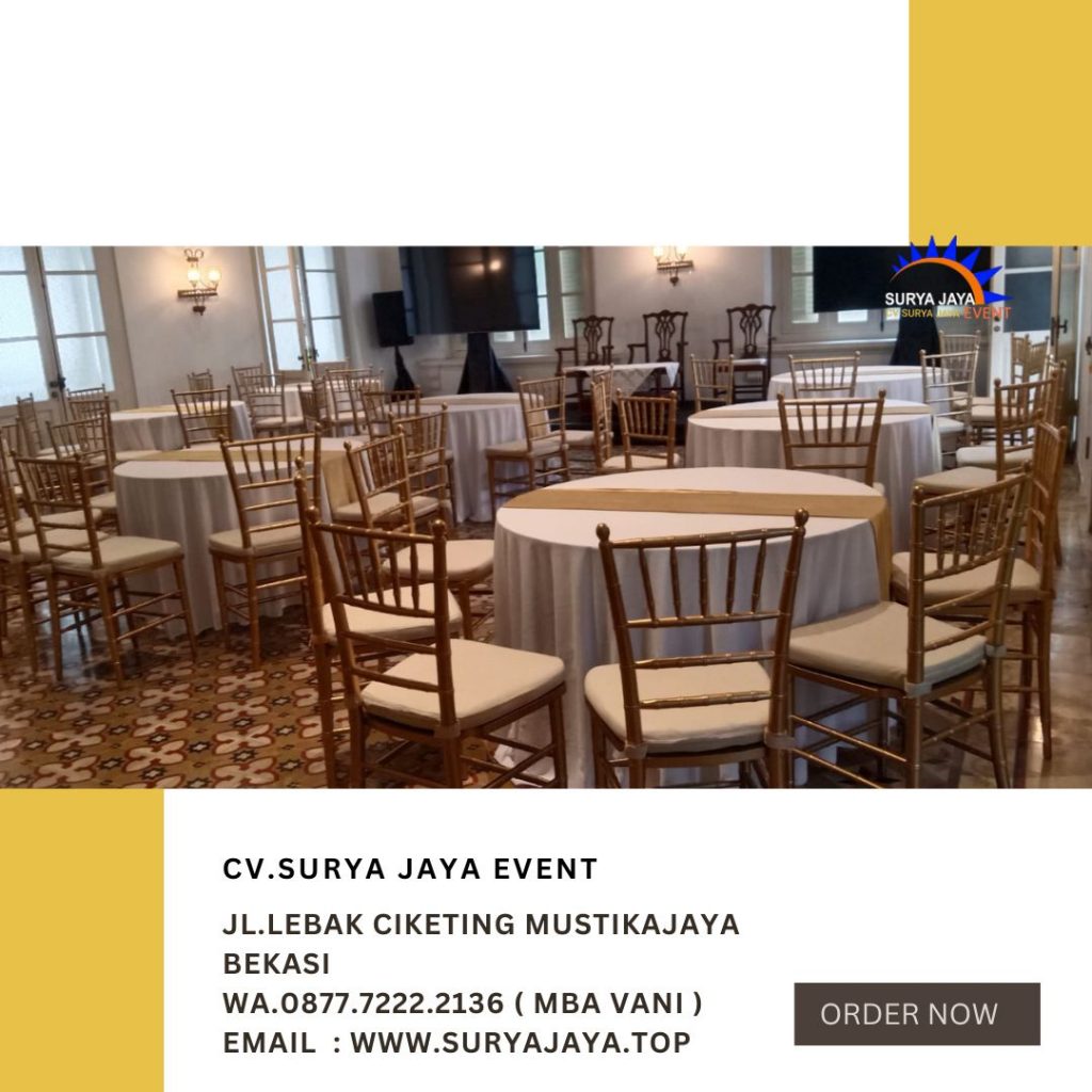 Rental Meja Bundar Dan Kursi Tiffany Gold Di Jakarta
