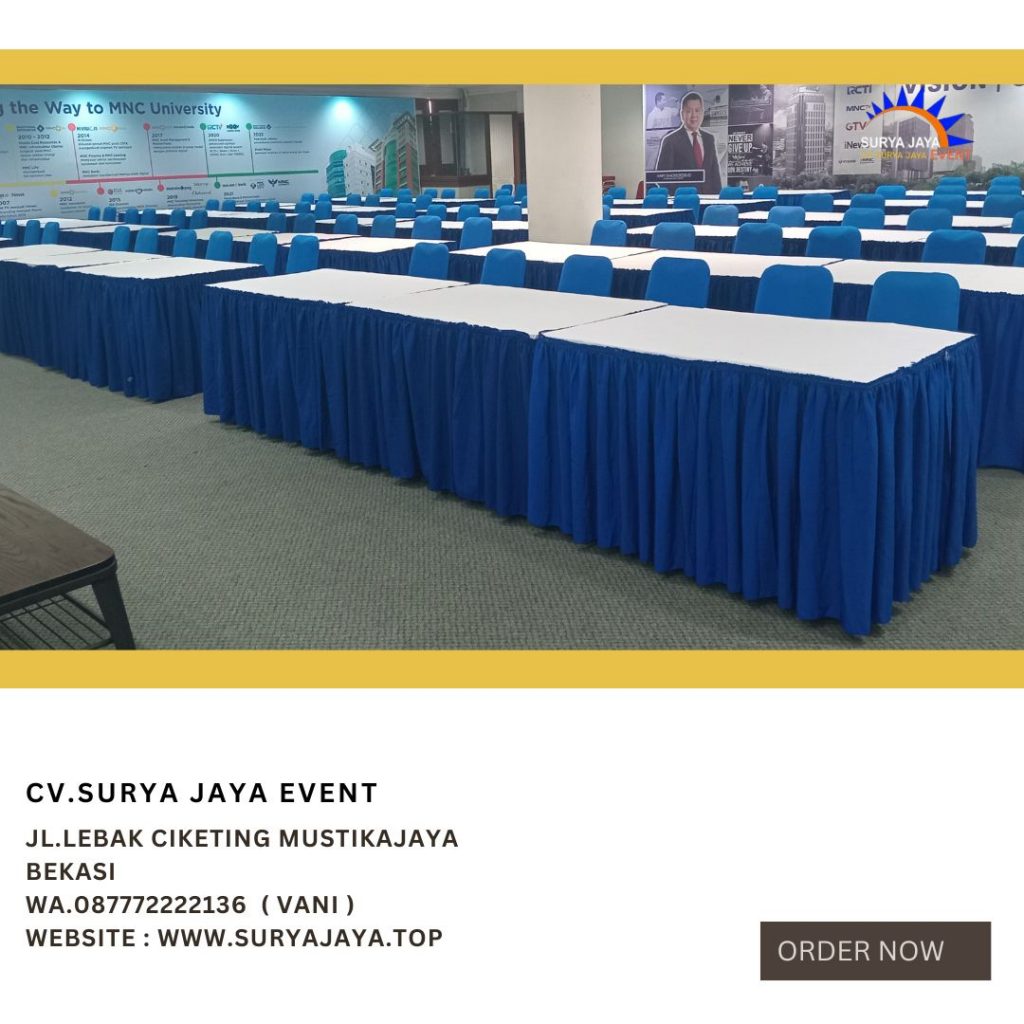 Sewa Meja Kotak Dan Kursi Futura Cover Biru Event MNC UNIVERSITY Jakarta Barat