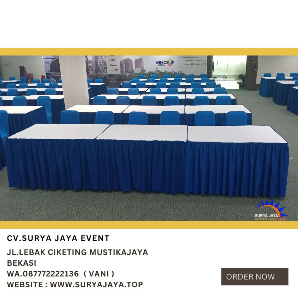 Sewa Meja Kotak Dan Kursi Futura Cover Biru Event MNC UNIVERSITY Jakarta Barat