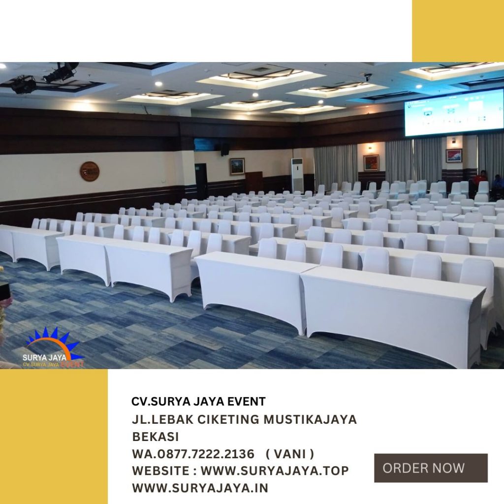 Rental Meja Ibm Dan Kursi Futura Cover Putih Stretch Di Jakarta Layanan 24 Jam