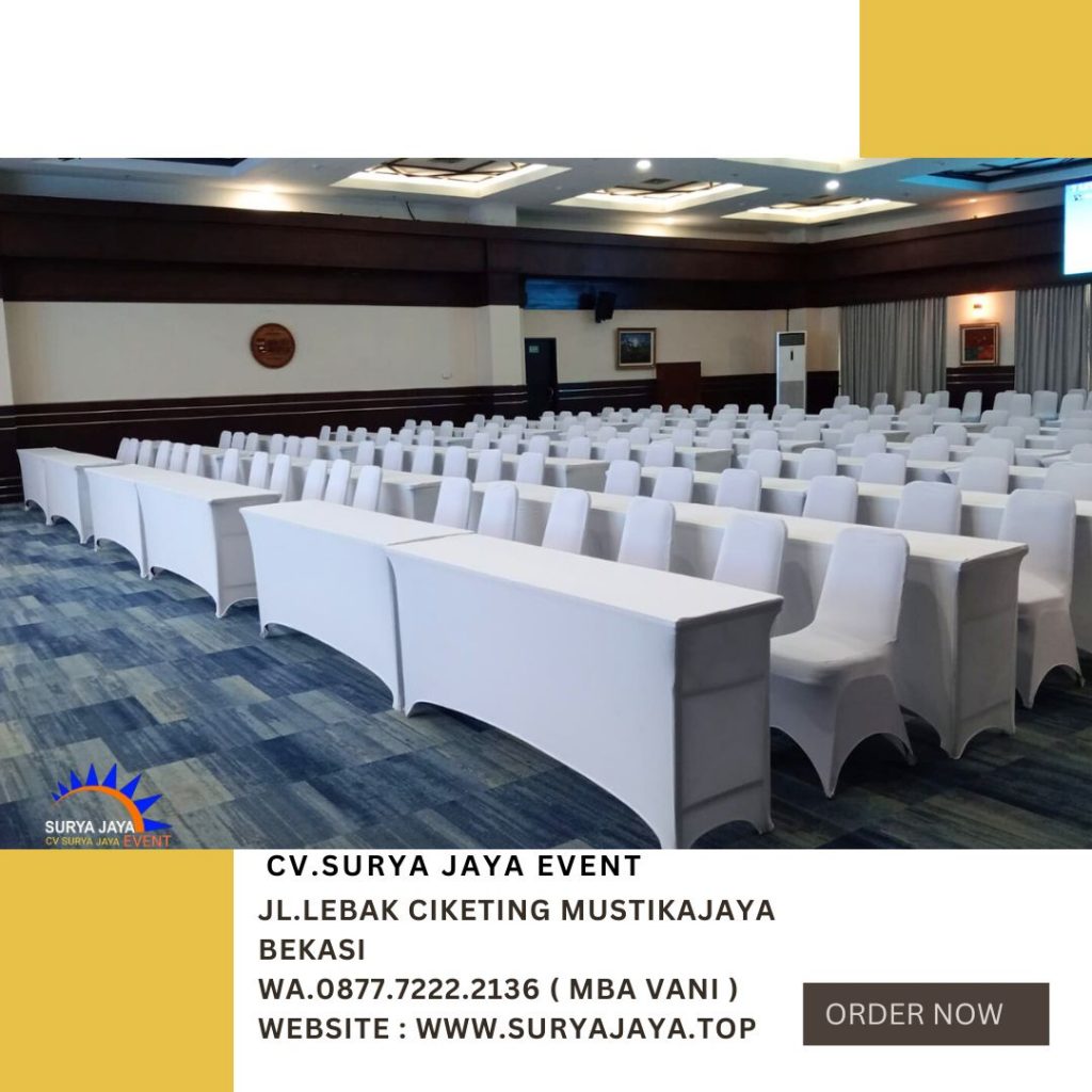 Rental Meja Ibm Dan Kursi Futura Cover Putih Stretch Di Jakarta Layanan 24 Jam