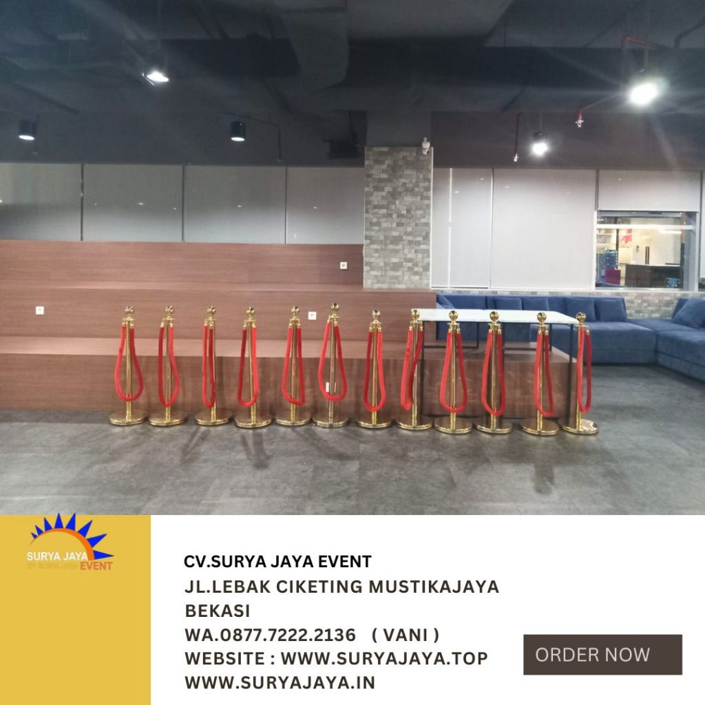 Rental Tiang Pembatas Antrian Tali Bludru Merah Event Mega Kuningan Jakarta
