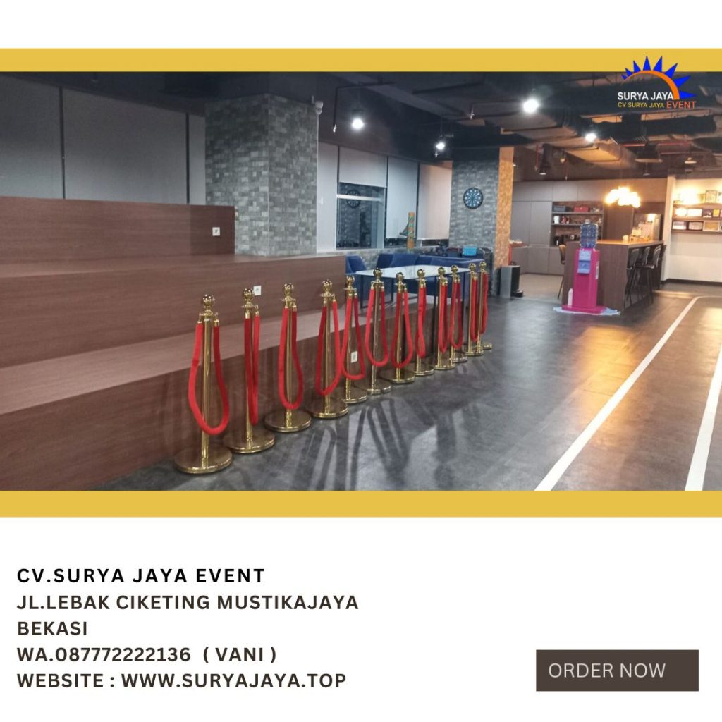 Rental Tiang Pembatas Antrian Tali Bludru Merah Event Mega Kuningan Jakarta