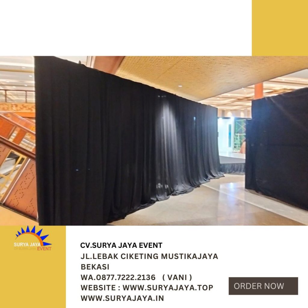 Rental Tirai Bahan Lotto Tebal Warna Hitam Di Jakarta