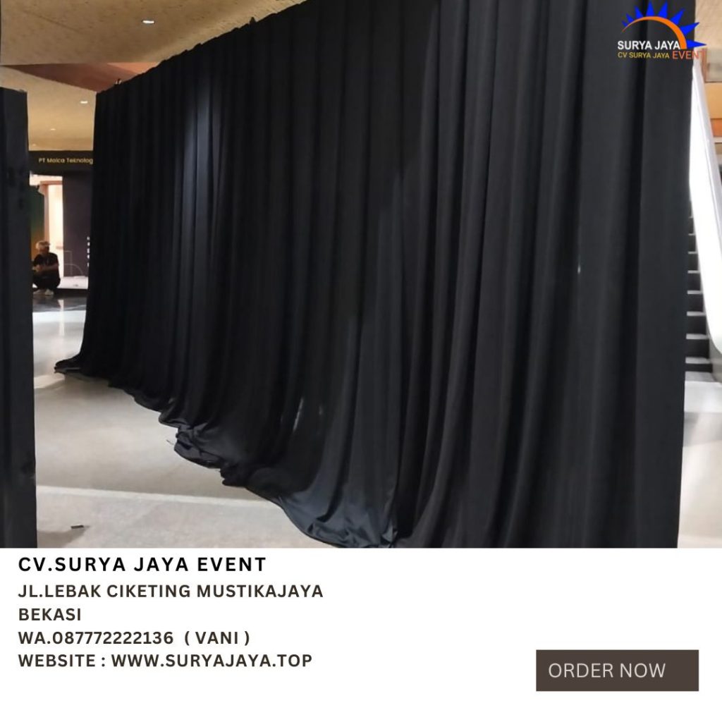 Rental Tirai Bahan Lotto Tebal Warna Hitam Di Jakarta