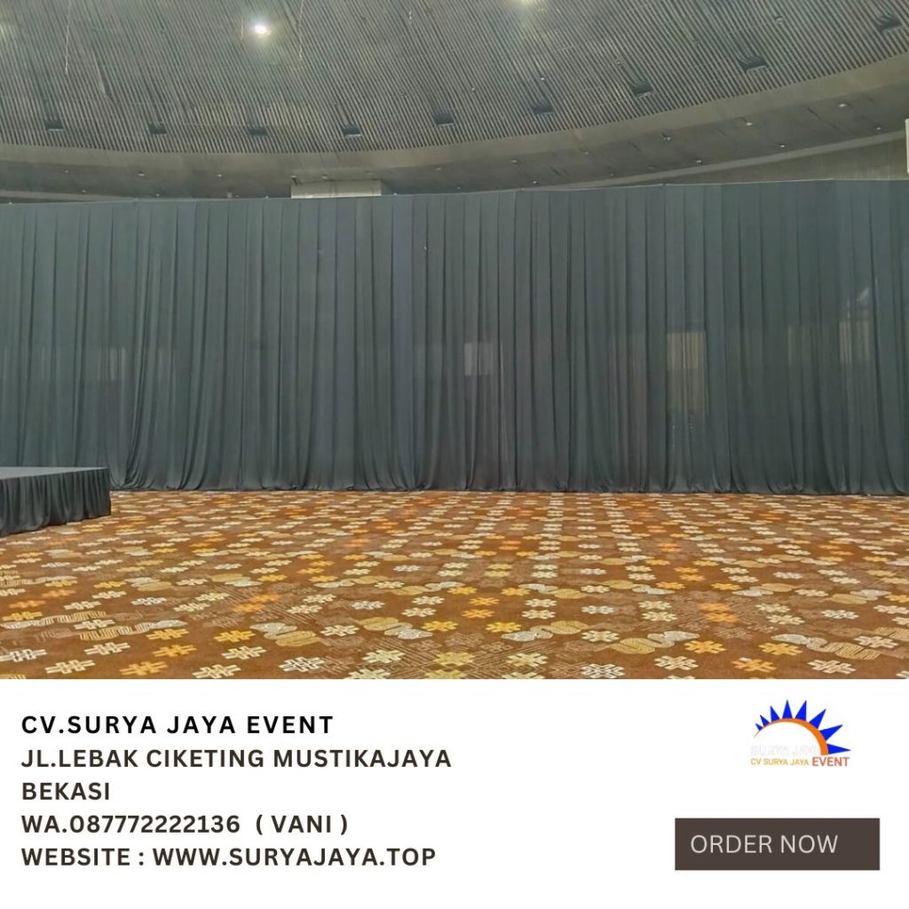 Rental Tirai Bahan Lotto Tebal Warna Hitam Di Jakarta