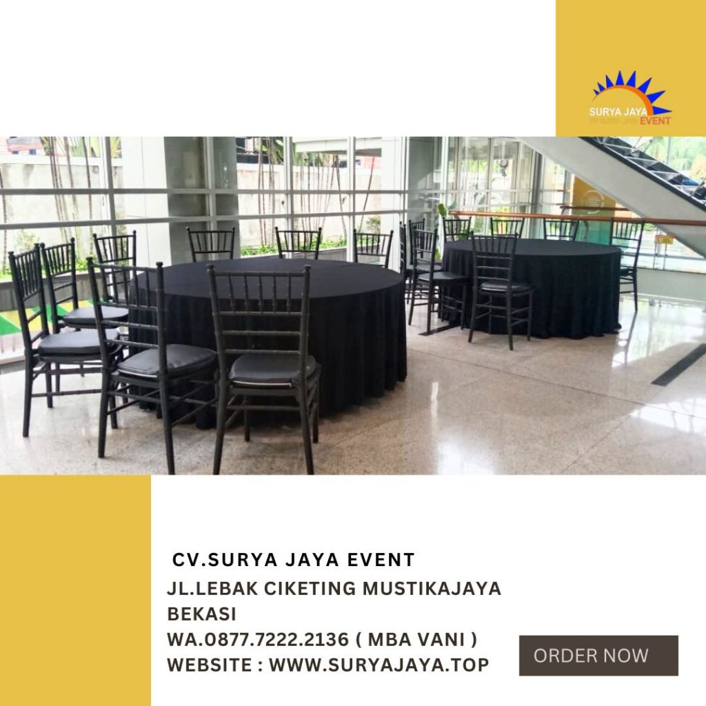 Sewa Kursi Tiffany Hitam Dan Meja Bundar Cover Hitam Di Jakarta