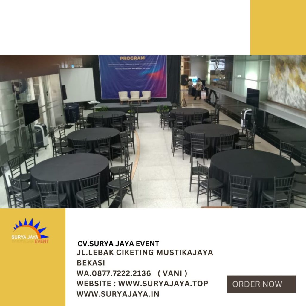Sewa Kursi Tiffany Hitam Dan Meja Bundar Cover Hitam Di Jakarta