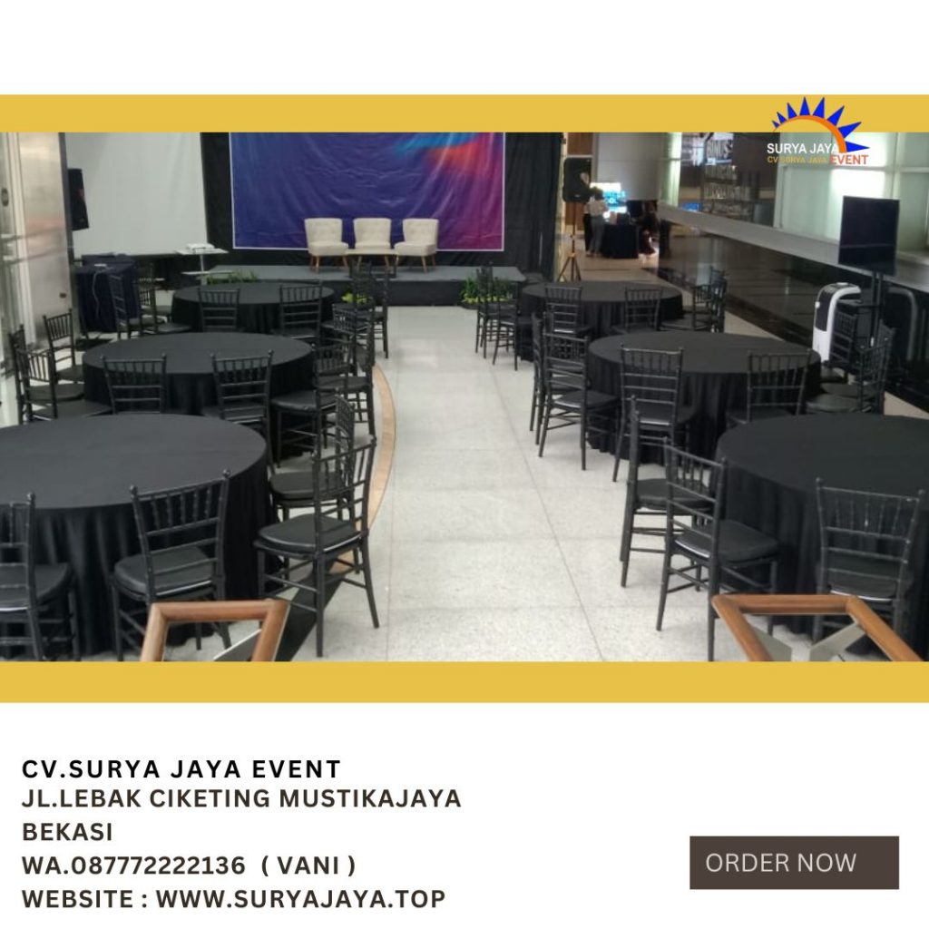 Sewa Kursi Tiffany Hitam Dan Meja Bundar Cover Hitam Di Jakarta