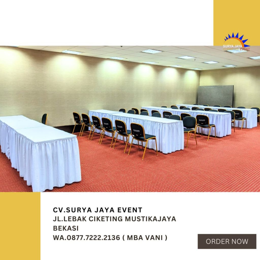 Rental Meja Kotak Taplak Putih Skirting Putih Jakarta