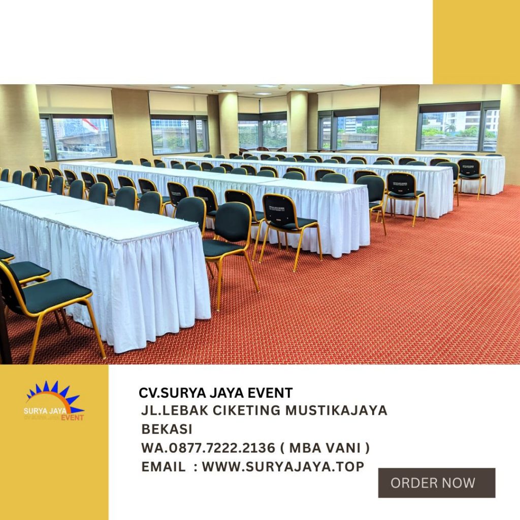 Rental Meja Kotak Taplak Putih Skirting Putih Jakarta