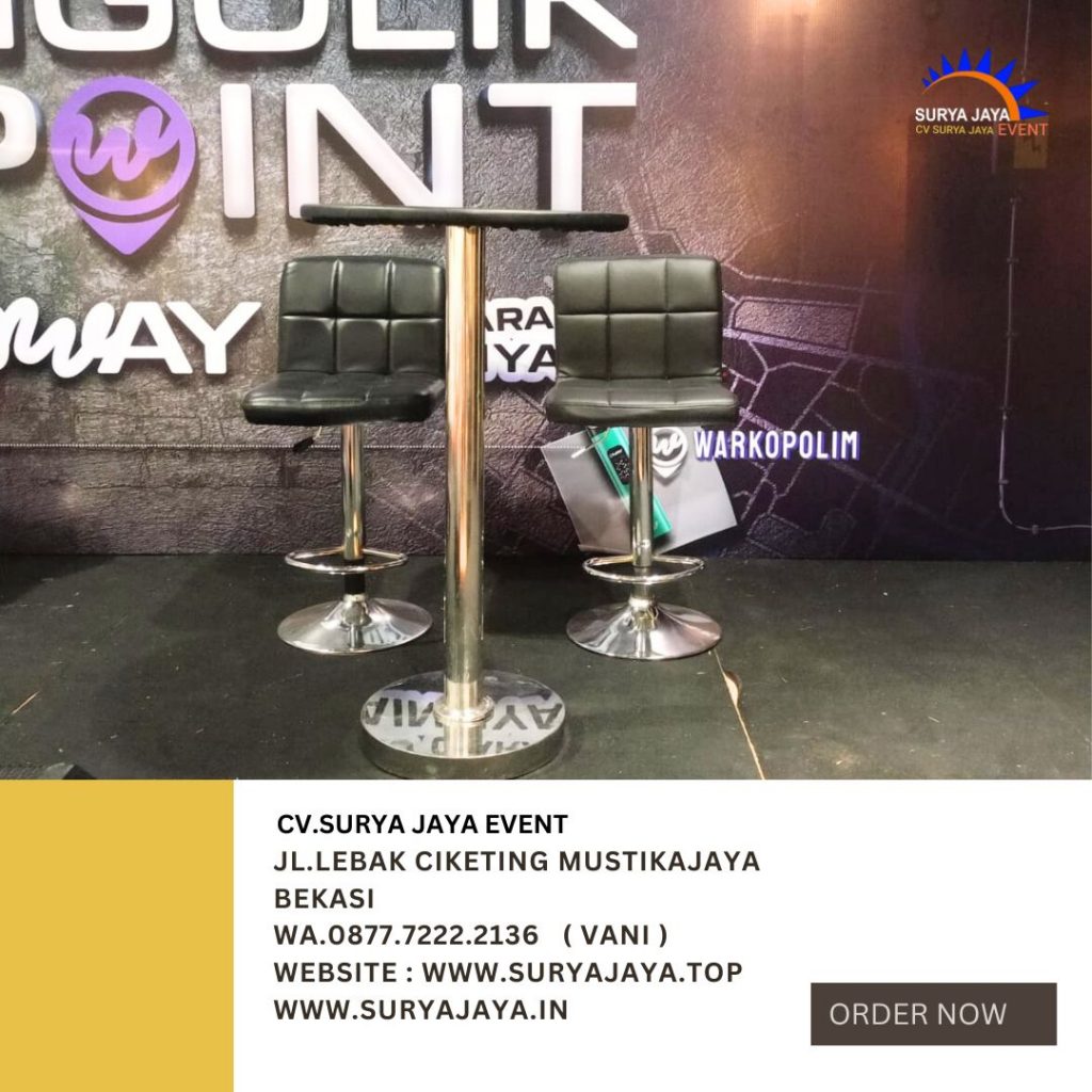 Sewa Barstool Hitam Set Meja Dan Kursi Area Bogor
