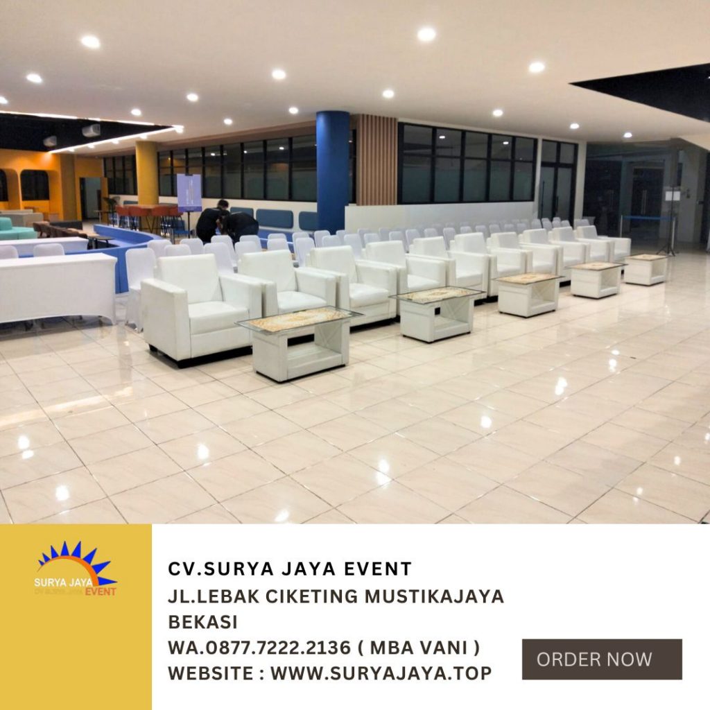 Pusat Sewa Sofa Single Putih Set Meja Kaca VIP Wilayah Jakarta