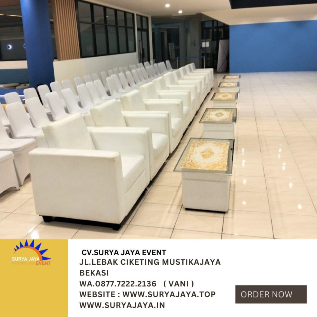 Pusat Sewa Sofa Single Putih Set Meja Kaca VIP Wilayah Jakarta