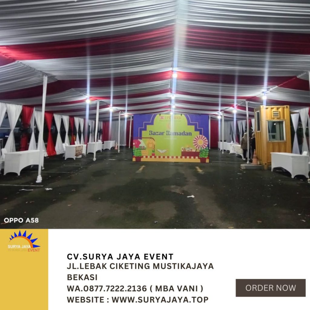 Rental Tenda Dekor Kain Serut Merah Putih Area Jakarta