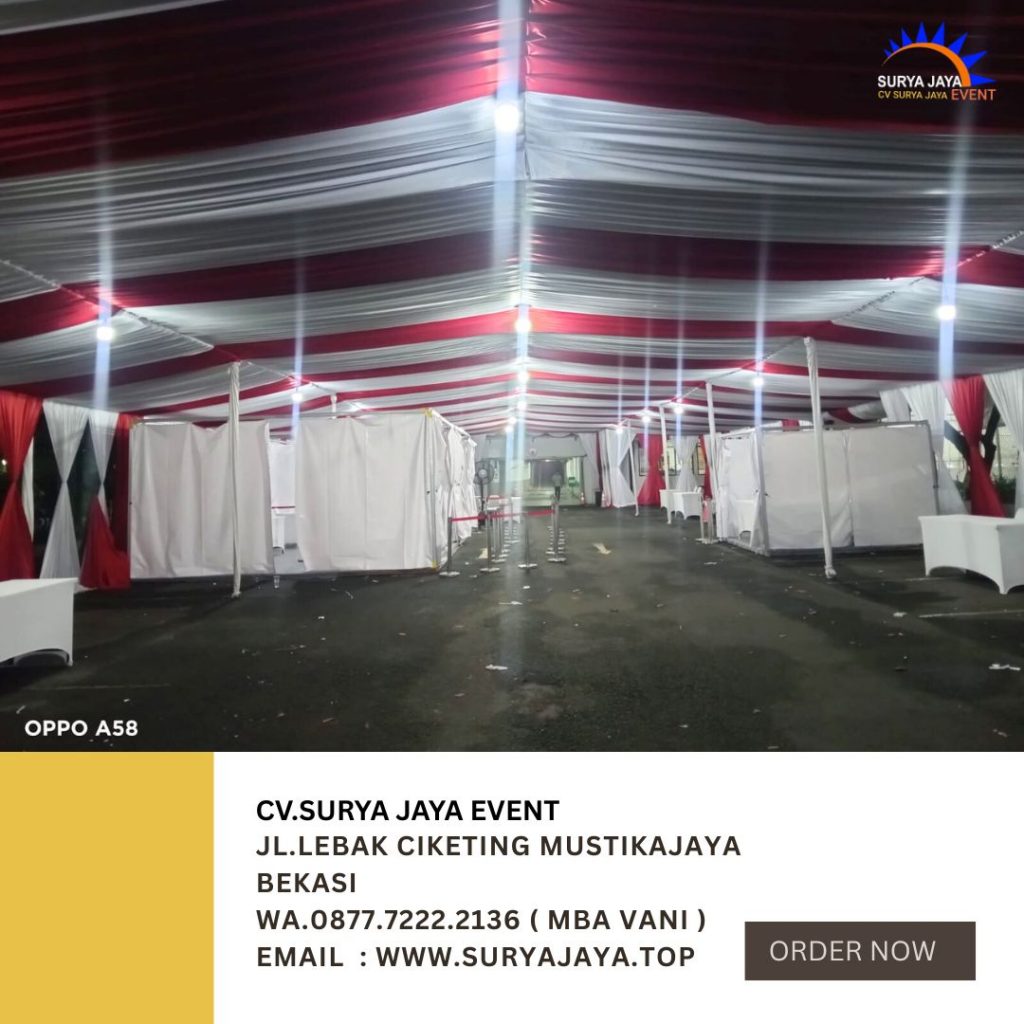 Rental Tenda Dekor Kain Serut Merah Putih Area Jakarta