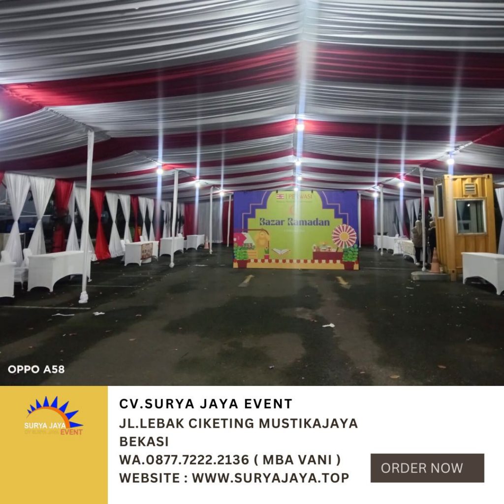Rental Tenda Dekor Kain Serut Merah Putih Area Jakarta