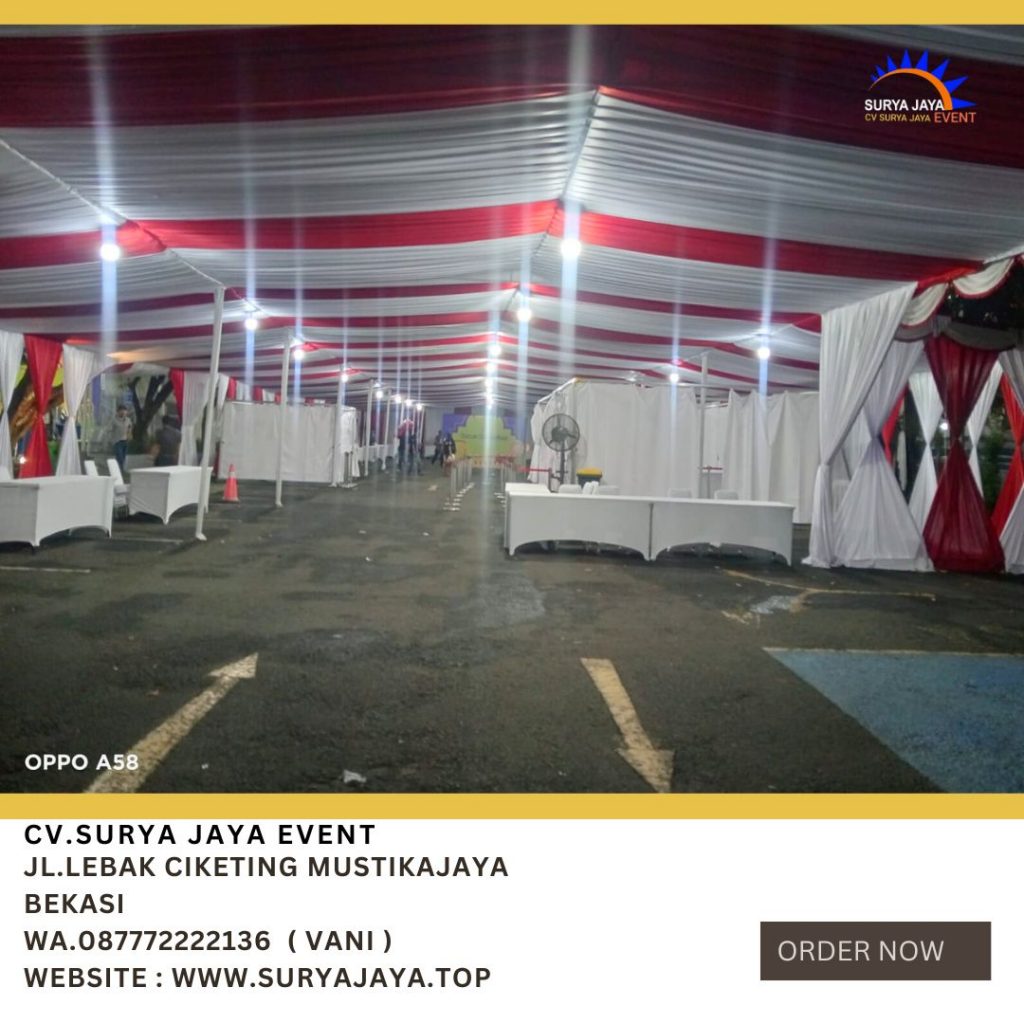 Rental Tenda Dekor Kain Serut Merah Putih Area Jakarta