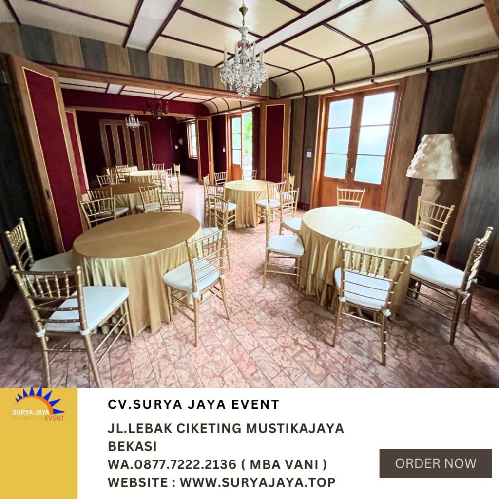 Sewa Kursi Vip Tiffany Gold,Meja Bundar Bogor