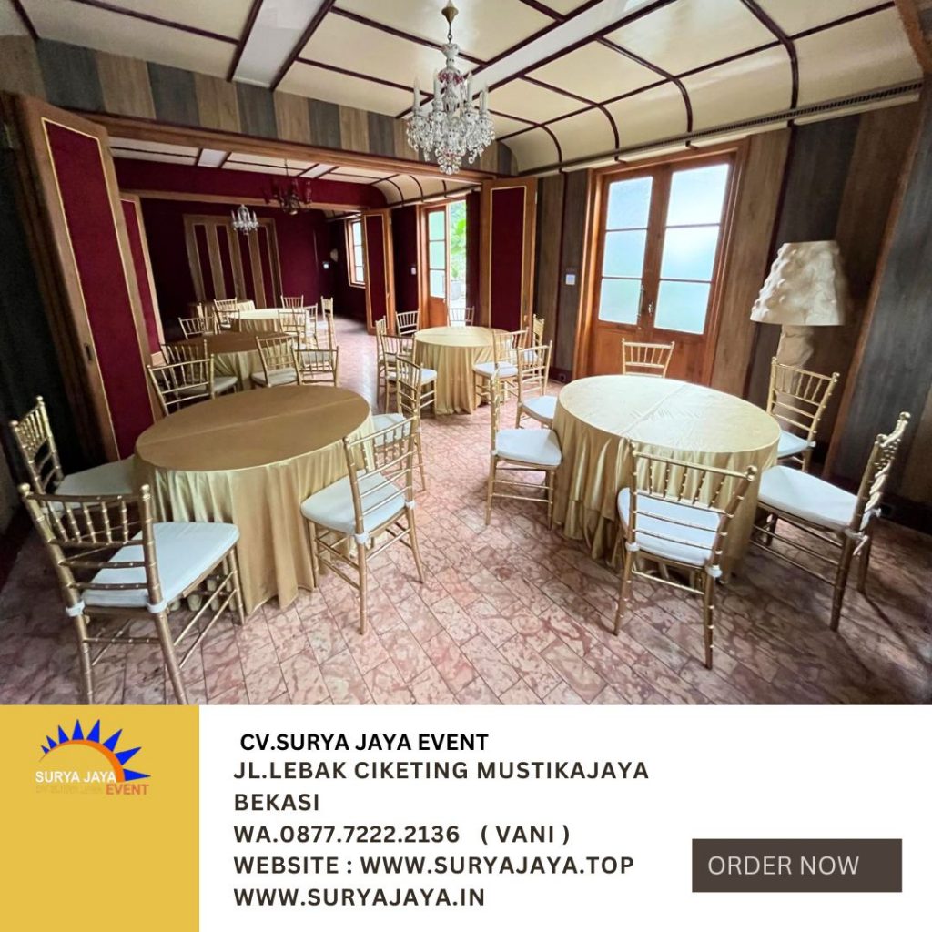 Sewa Kursi Vip Tiffany Gold,Meja Bundar Bogor