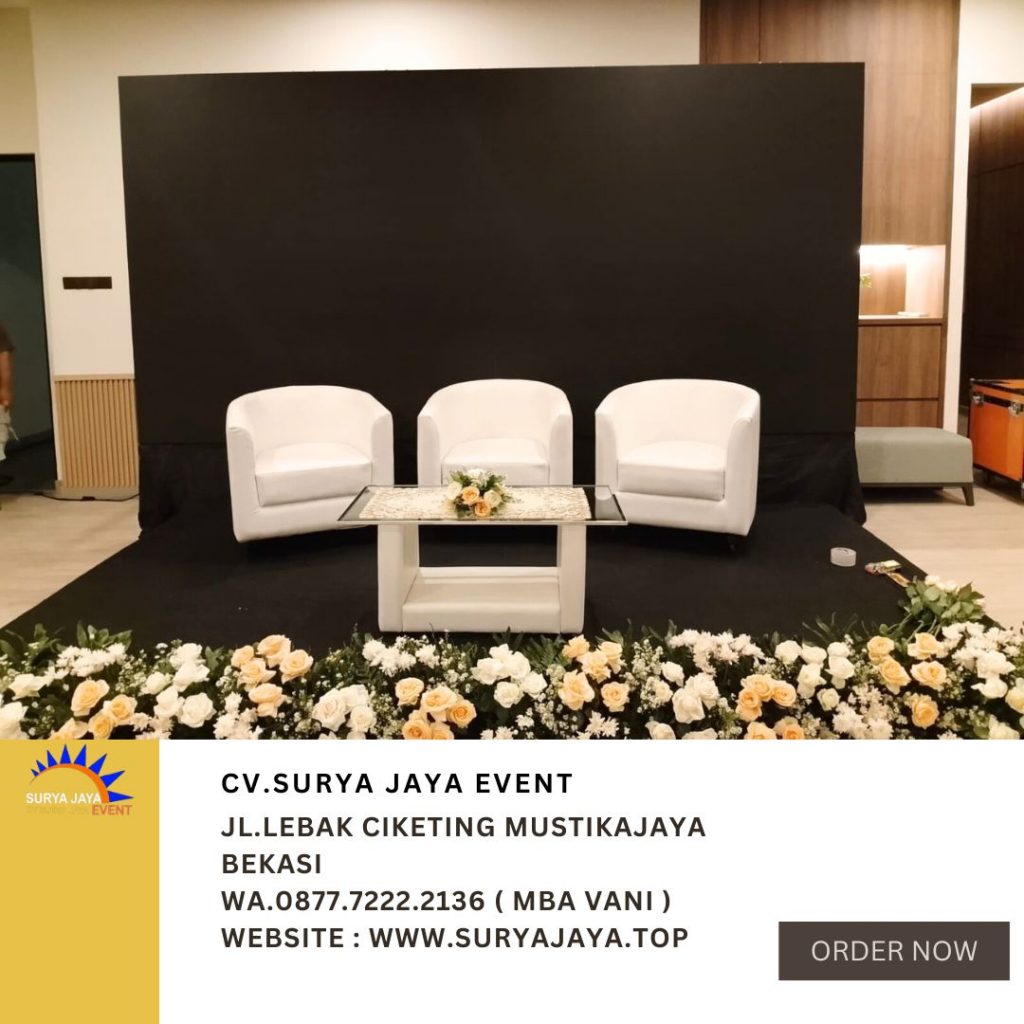 Sewa Panggung,Karpet Hitam,sofa Oval Putih Jakarta