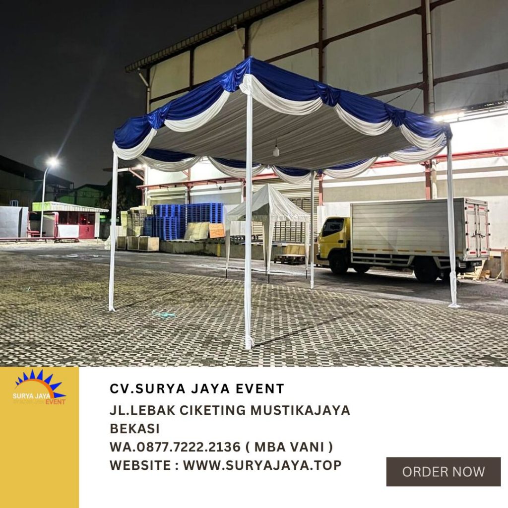 Sewa Tenda Plafon Atap Putih Poni Biru Putih Jakarta Timur