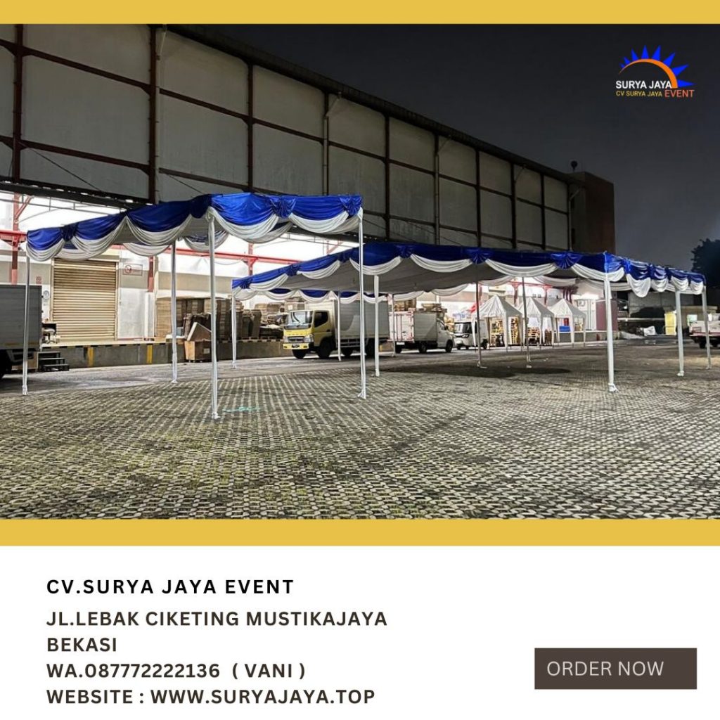 Sewa Tenda Plafon Atap Putih Poni Biru Putih Jakarta Timur