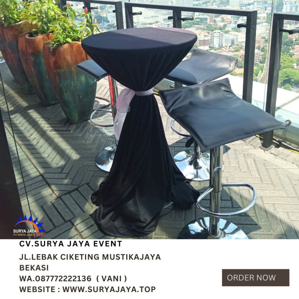Sewa Meja Barstool Cover Tebar Hitam Di Jakarta