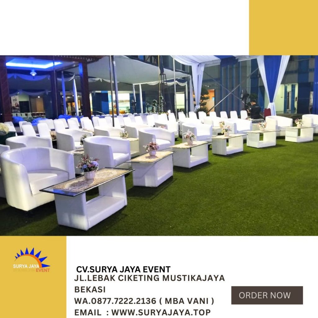 Sewa Meja Kaca VIP,Sofa Oval Putih Bogor