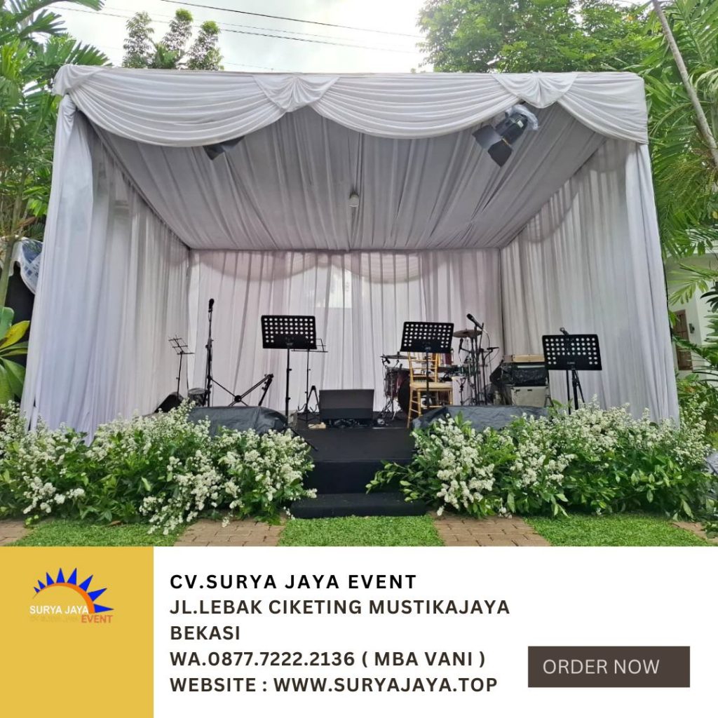 Sewa Tenda Serut Kain Rempel Putih Area Depok