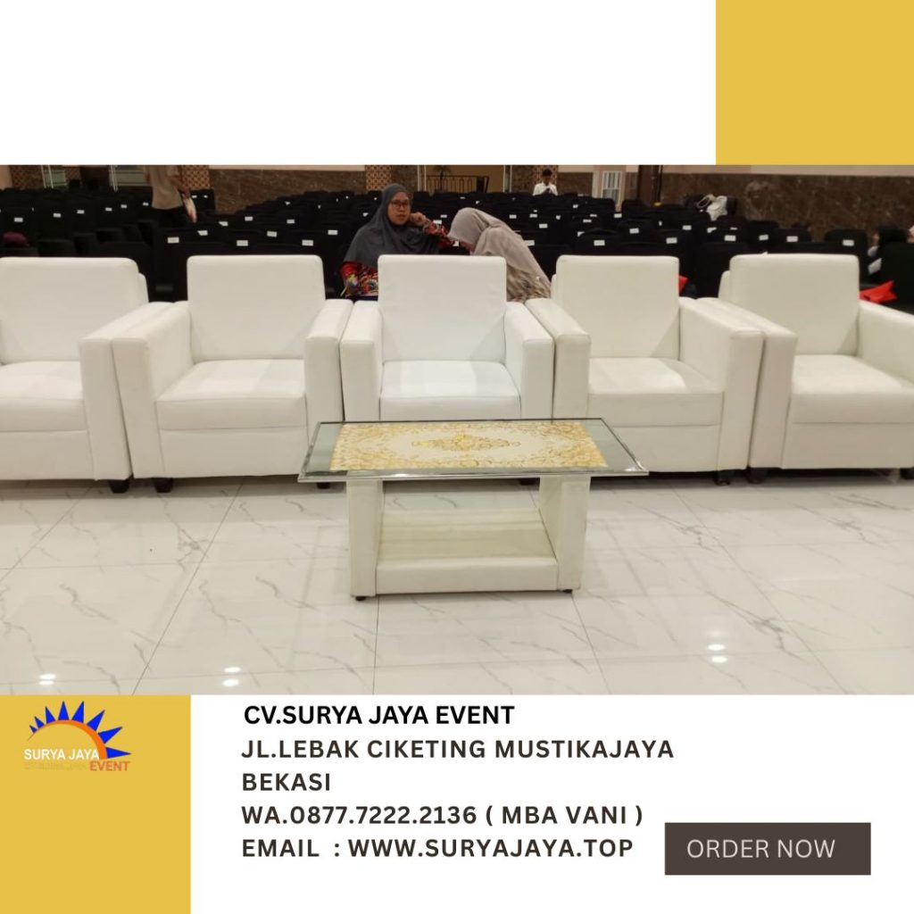 Pusat Sewa SOFA PUTIH,MEJA VIP KACA area cileungsi bogor