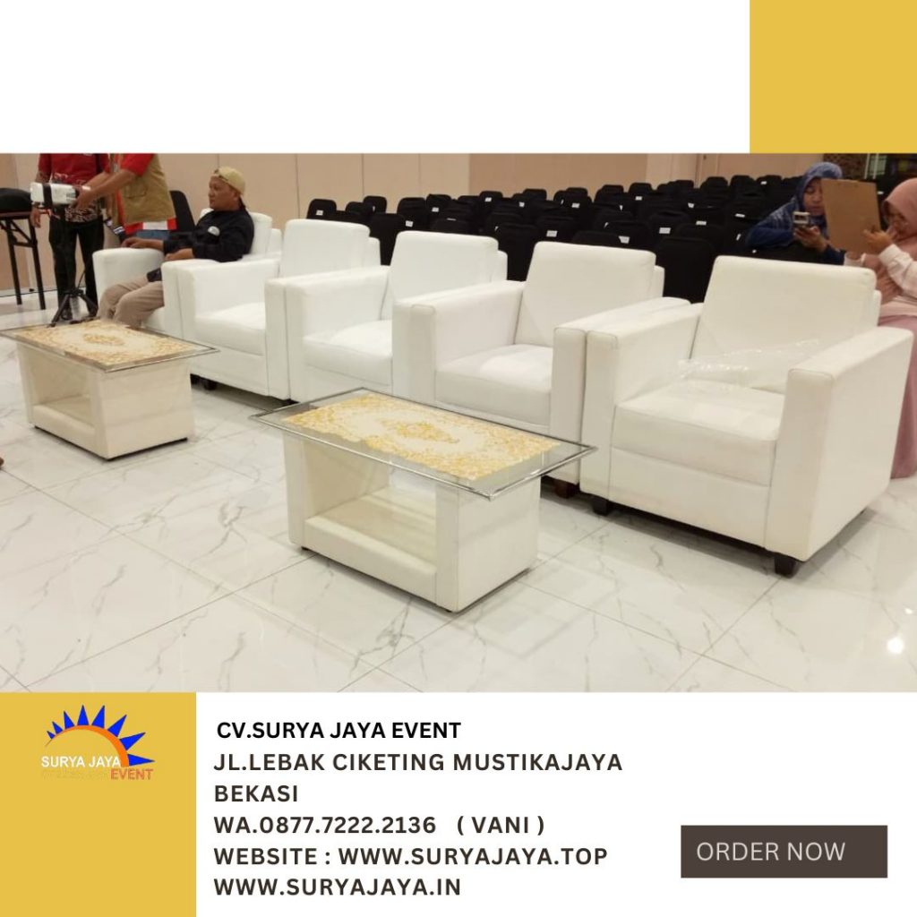 Pusat Sewa SOFA PUTIH,MEJA VIP KACA area cileungsi bogor