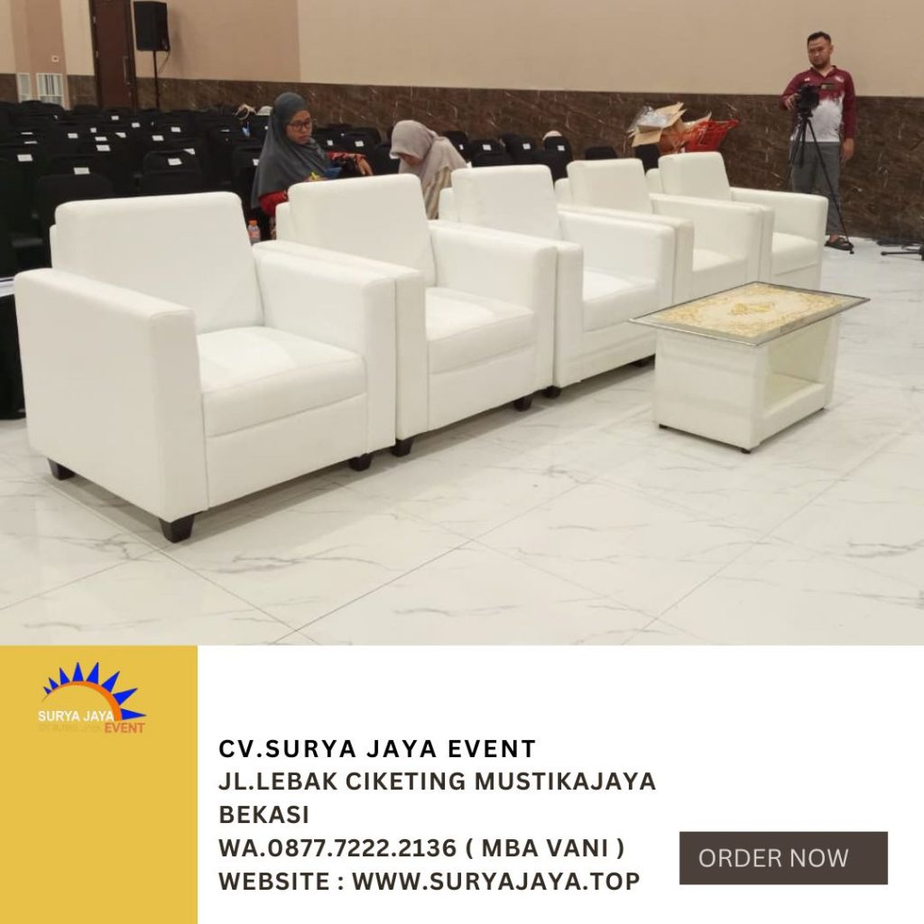 Pusat Sewa SOFA PUTIH,MEJA VIP KACA area cileungsi bogor