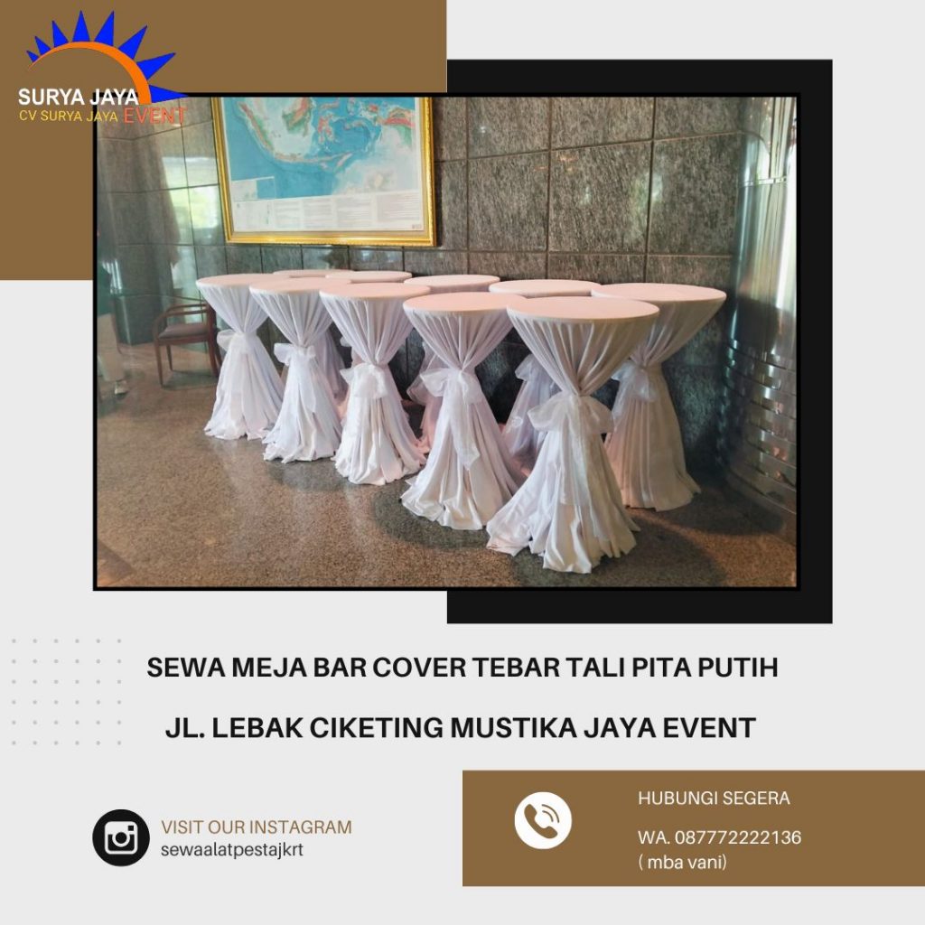 Sewa Meja Bar Cover Tebar Tali Pita Jakarta