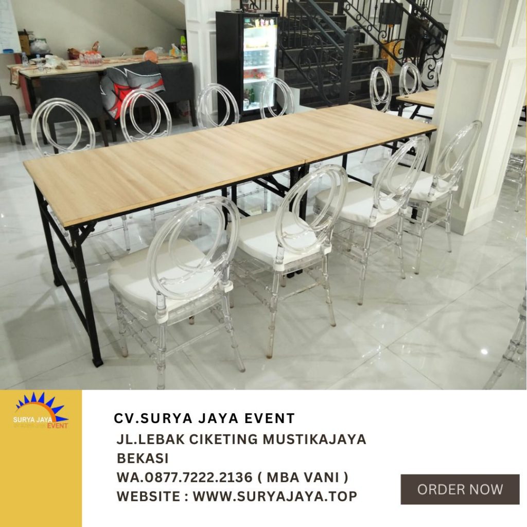 Sewa Meja Kotak,Kursi Oliva Bening Bahan Acrylic Area SCBD