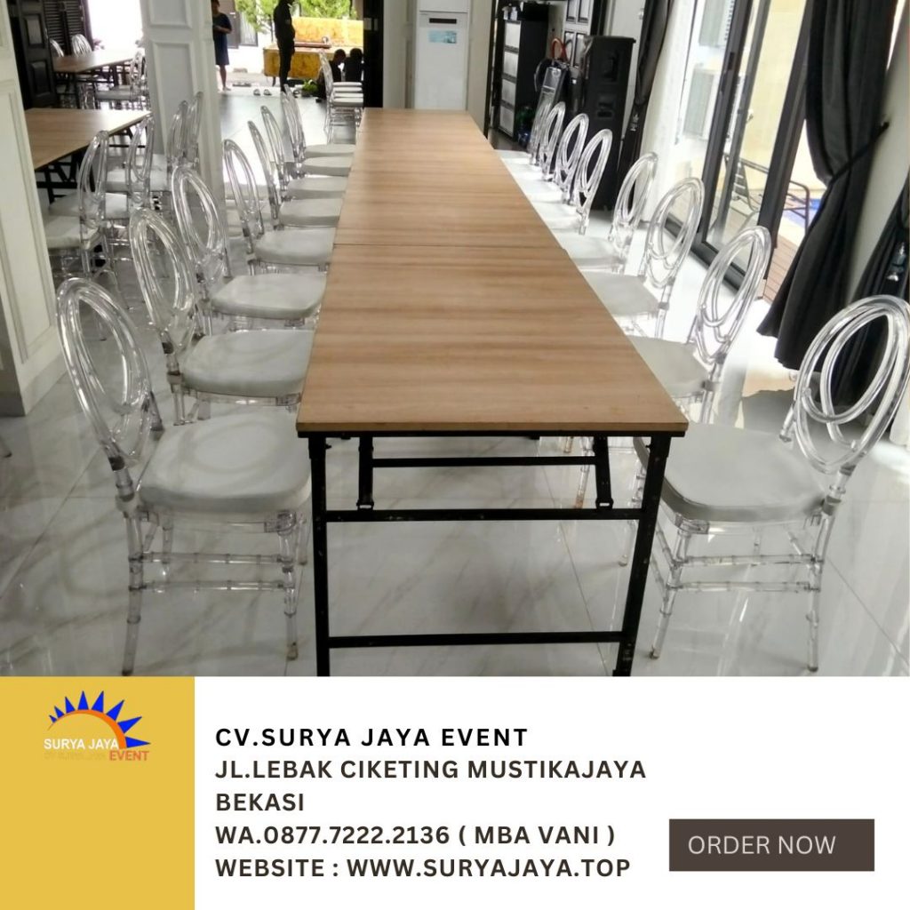 Sewa Meja Kotak,Kursi Oliva Bening Bahan Acrylic Area SCBD