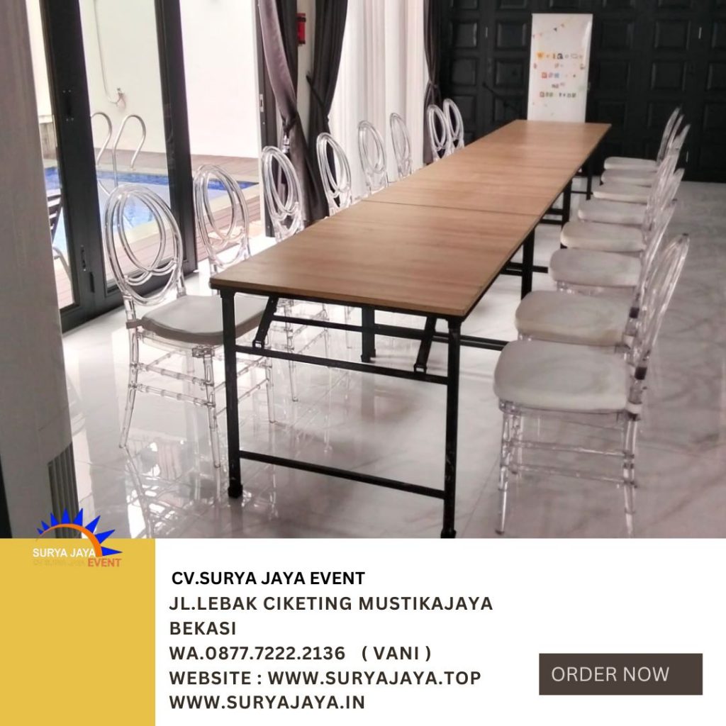 Sewa Meja Kotak,Kursi Oliva Bening Bahan Acrylic Area SCBD