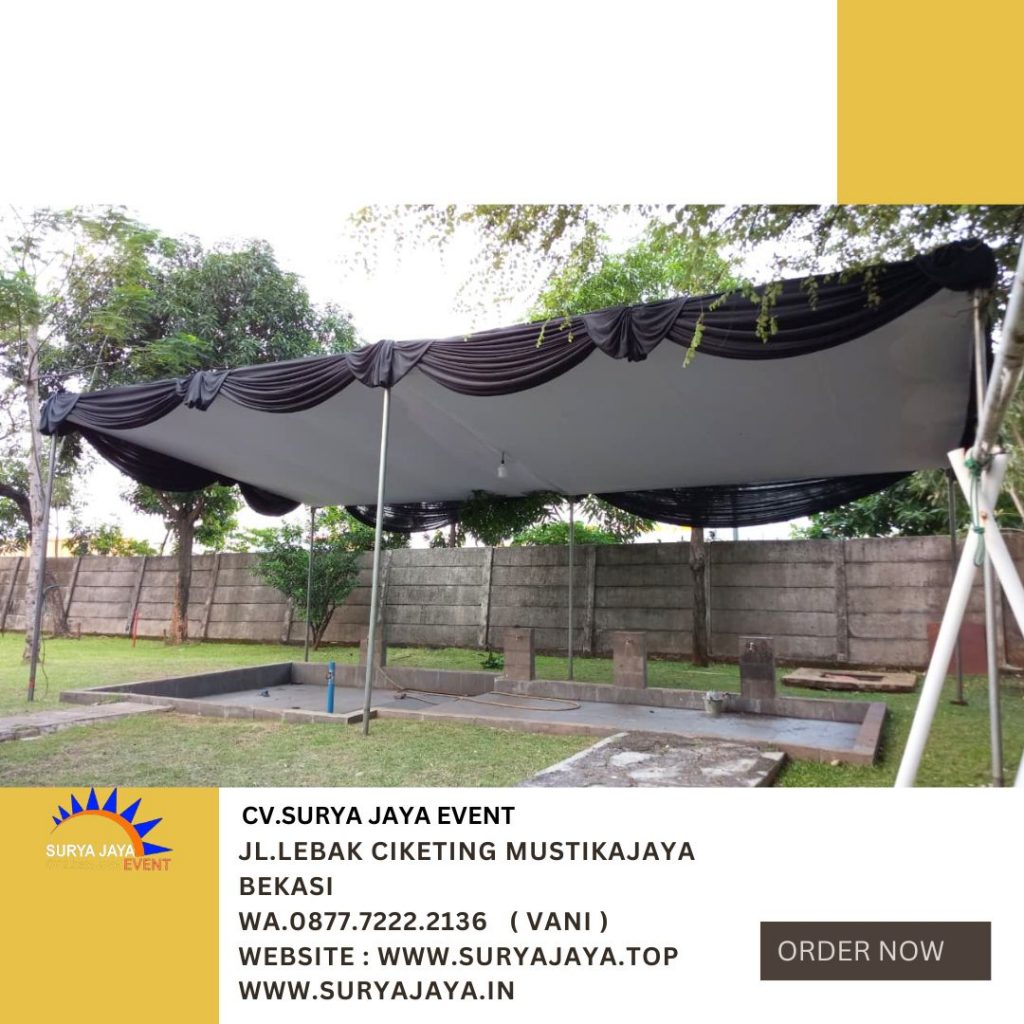 Sewa TENDA PLAFON PONI RUMBAI HITAM Di Cikarang