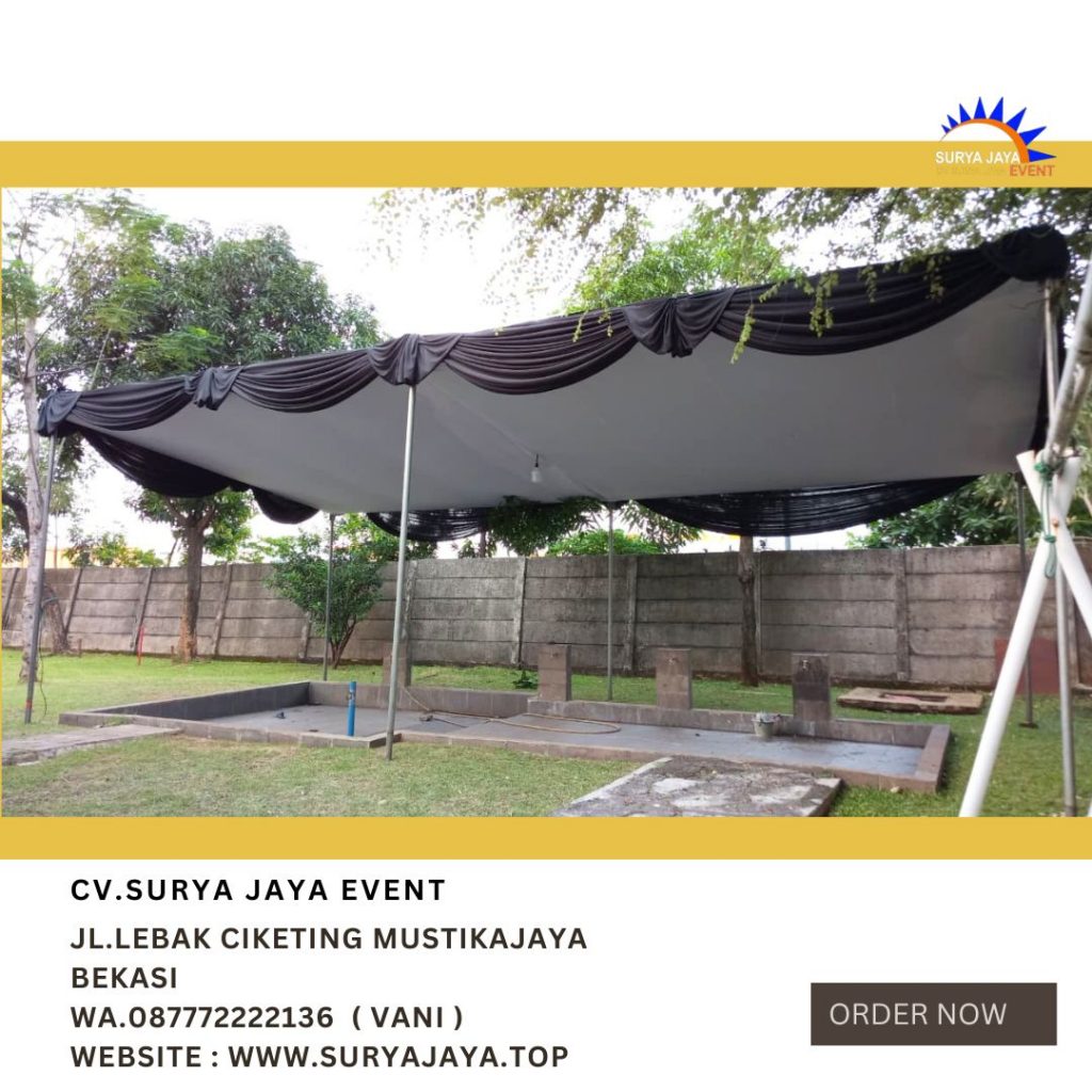Sewa TENDA PLAFON PONI RUMBAI HITAM Di Cikarang