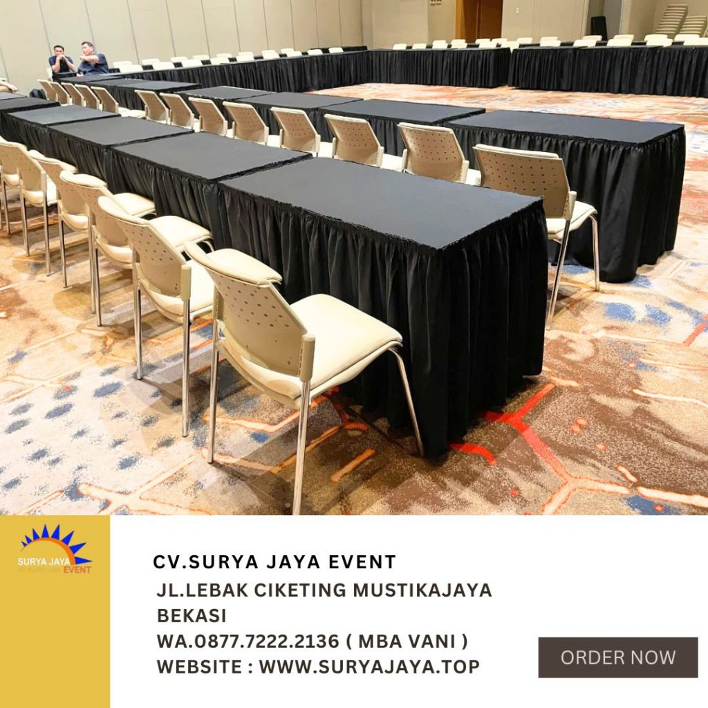 Vendor Sewa Meja Kotak Taplak Skirting Hitam di Jakarta